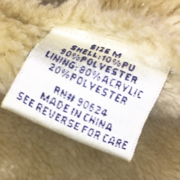 Tasha Polizzi• brown vegan leather shearling military style bomber coat medium - Picture 5 of 7